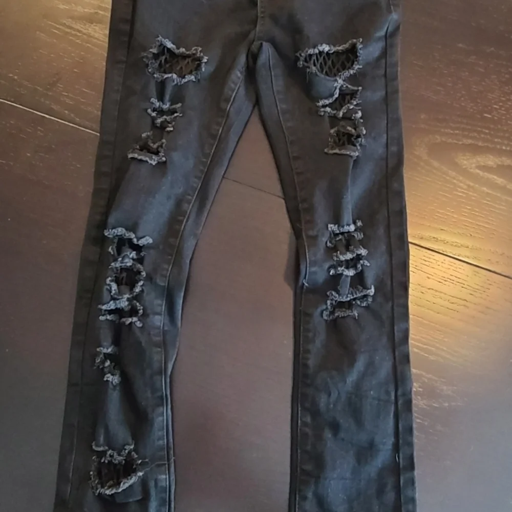 Killstar Black Distressed Mesh Skinny Jeans, Small - Picture 3 of 8